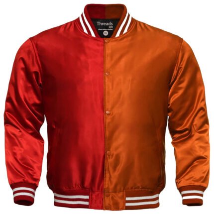 Men's Letterman Jacket – Red and Orange Satin Team Varsity Jacket