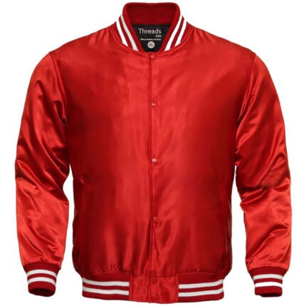 Men's Varsity Jacket – Custom Red Satin Letterman Jacket