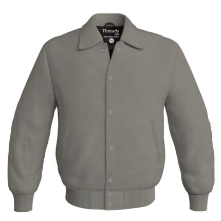 Team Varsity Gray Classic Satin Letterman Jacket