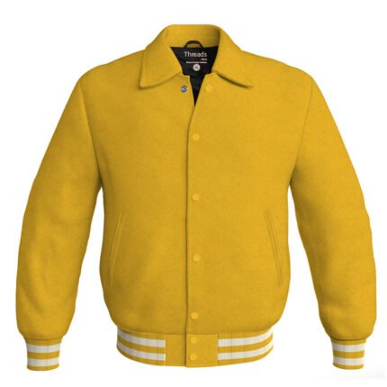 Team Varsity Jackets - Yellow/Gold Classic Satin Letterman Jacket